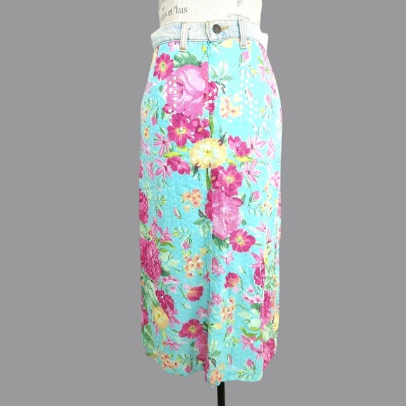 Vintage Maxou Skirt Small Western Sequin Blue - Picture 1 of 8
